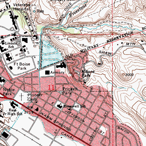 Topographic Map of Aldape Park, ID
