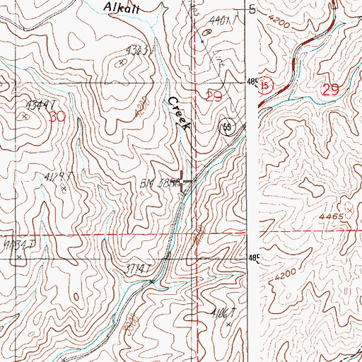 Topographic Map of Alkali Creek, ID