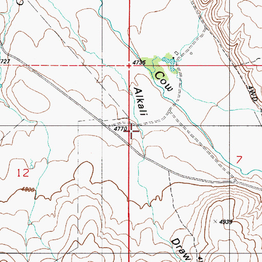Topographic Map of Alkali Draw, ID