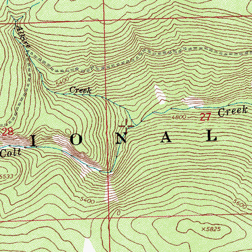 Topographic Map of Alkire Creek, ID