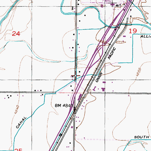 Topographic Map of Alliance Canal, ID