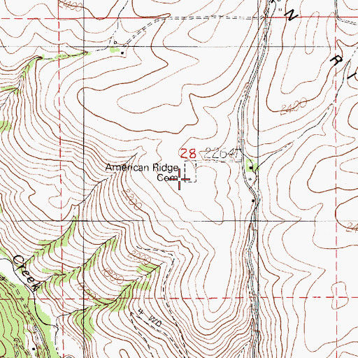 Topographic Map of American Ridge Cemetery, ID