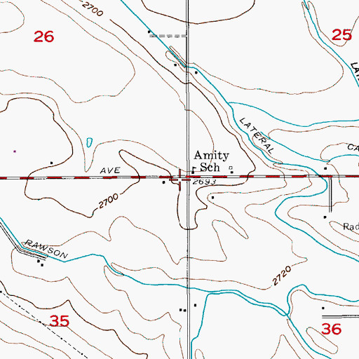 Topographic Map of Amity School, ID