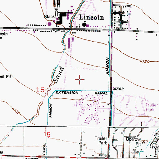 Topographic Map of Ammon Extension Canal, ID