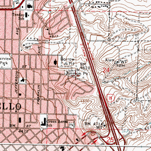 Topographic Map of Ammon Park, ID