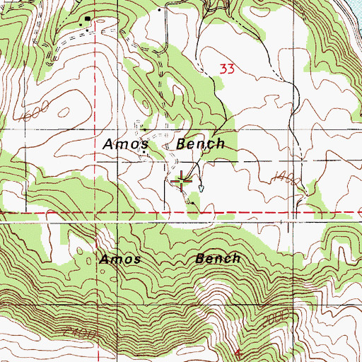 Topographic Map of Amos Bench, ID