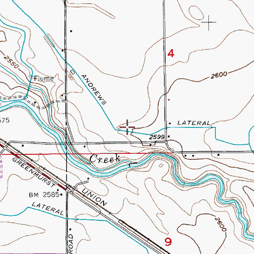 Topographic Map of Andrews Lateral, ID