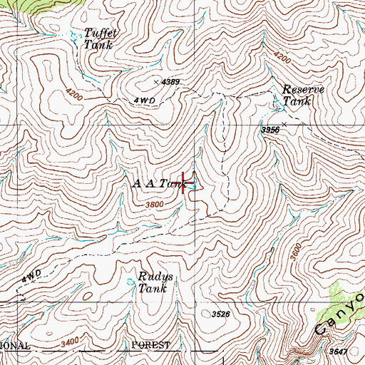Topographic Map of A A Tank, AZ