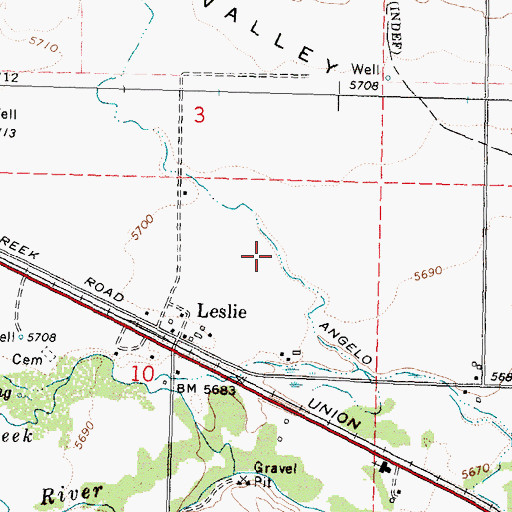 Topographic Map of Angelo Ditch, ID