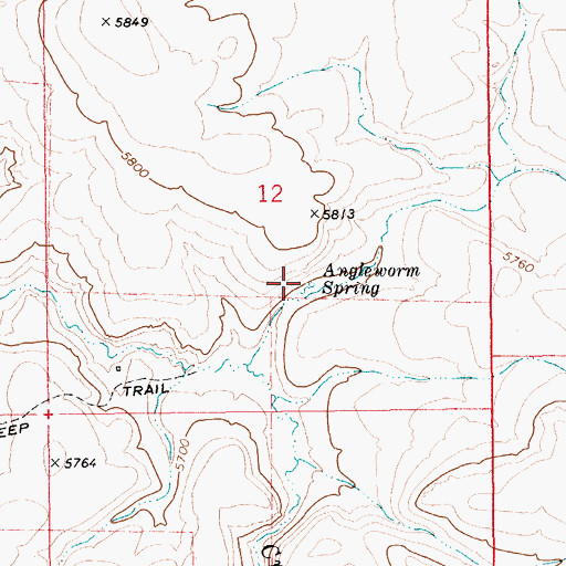 Topographic Map of Angleworm Spring, ID