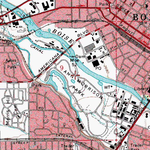 Topographic Map of Ann Morrison Park, ID
