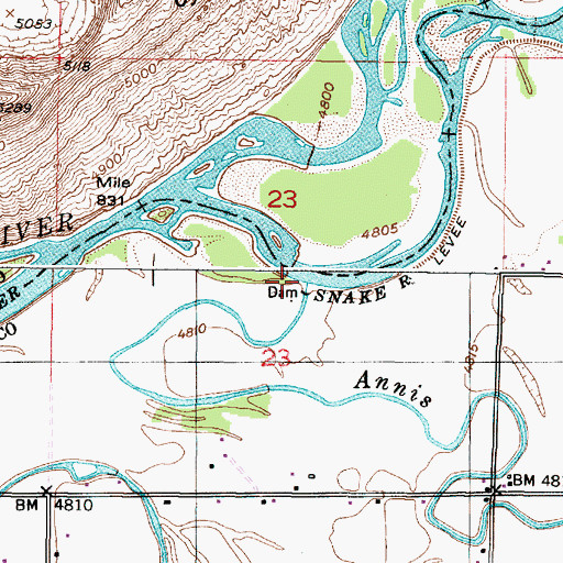 Topographic Map of Annis Slough, ID