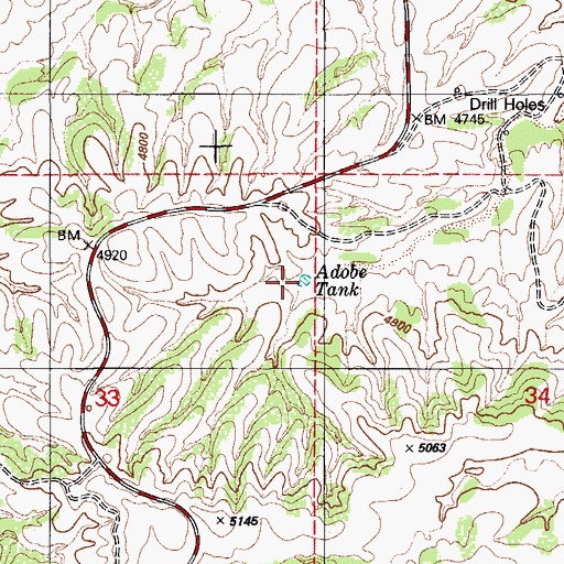 Topographic Map of Adobe Tank, AZ