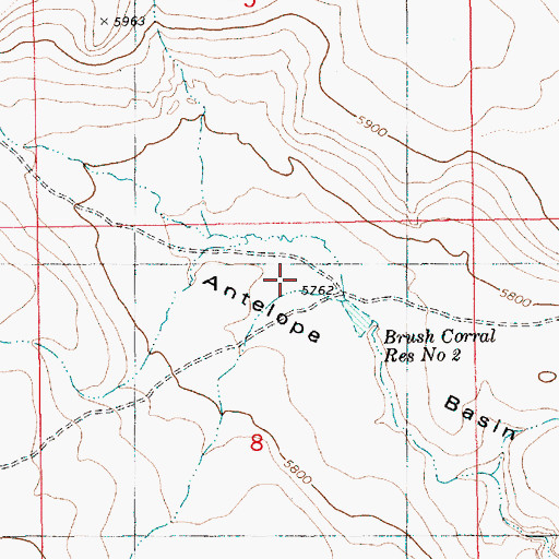 Topographic Map of Antelope Basin, ID