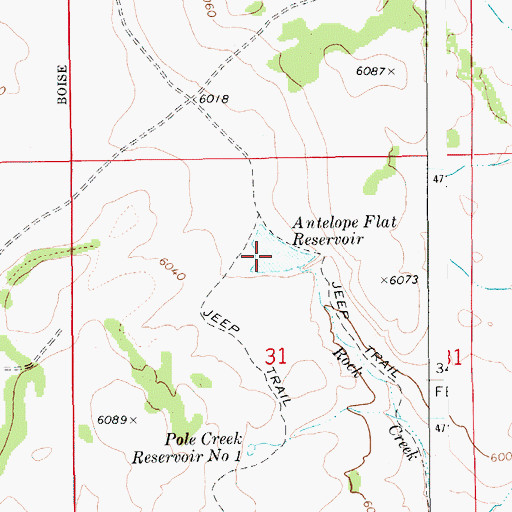 Topographic Map of Antelope Flat Reservoir, ID