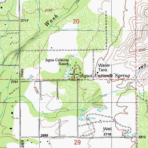 Topographic Map of Agua Caliente Spring, AZ