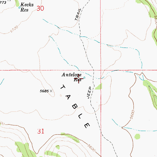 Topographic Map of Antelope Reservoir, ID