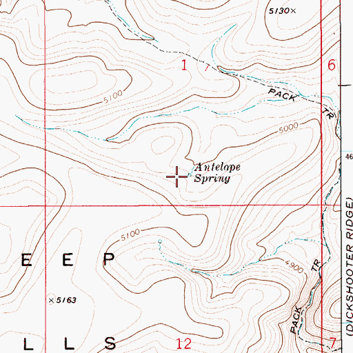 Topographic Map of Antelope Spring, ID