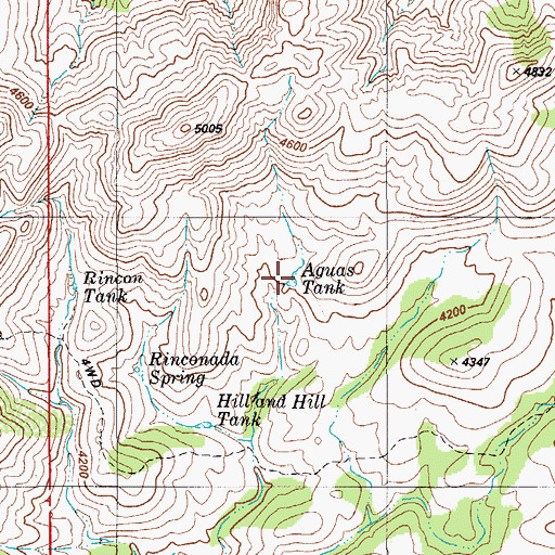 Topographic Map of Aguas Tank, AZ