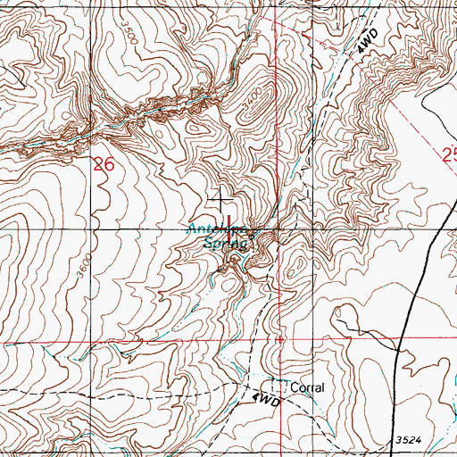 Topographic Map of Antelope Spring, ID