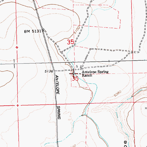 Topographic Map of Antelope Spring Ranch, ID