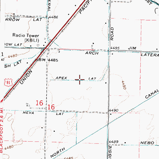 Topographic Map of Apex Lateral, ID