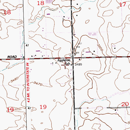 Topographic Map of Appleton School, ID