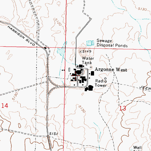 Topographic Map of Argonne West, ID