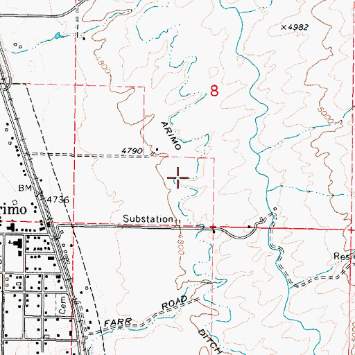 Topographic Map of Arimo Ditch, ID