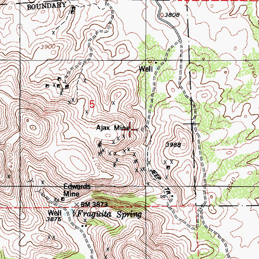 Topographic Map of Ajax Mine, AZ