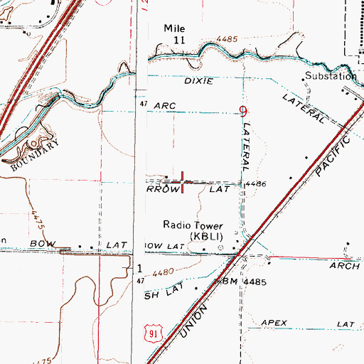 Topographic Map of Arrow Lateral, ID