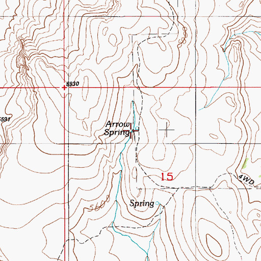 Topographic Map of Arrow Spring, ID