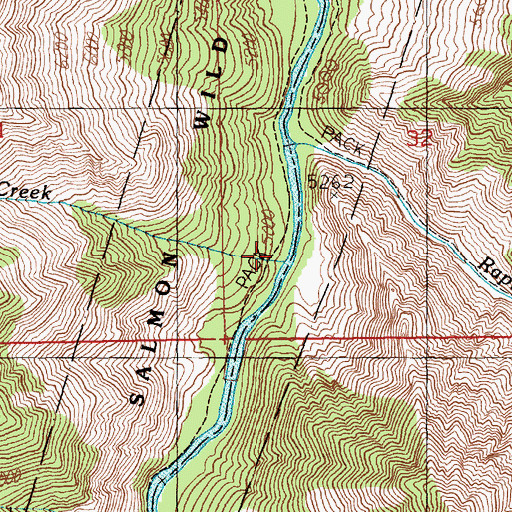 Topographic Map of Artillery Creek, ID