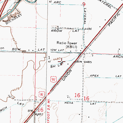 Topographic Map of Ash Lateral, ID
