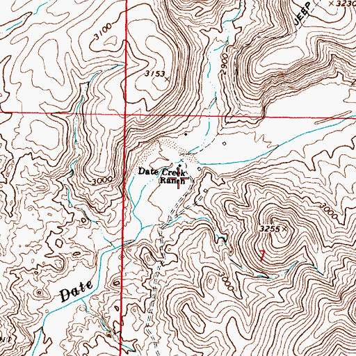 Topographic Map of Date Creek Ranch, AZ