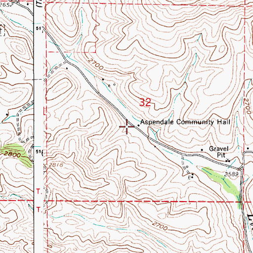 Topographic Map of Aspendale Community Hall, ID