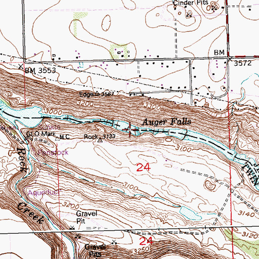 Topographic Map of Auger Falls, ID