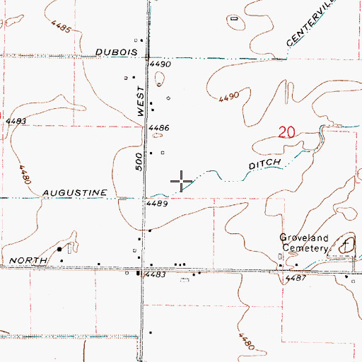 Topographic Map of Augustine Ditch, ID