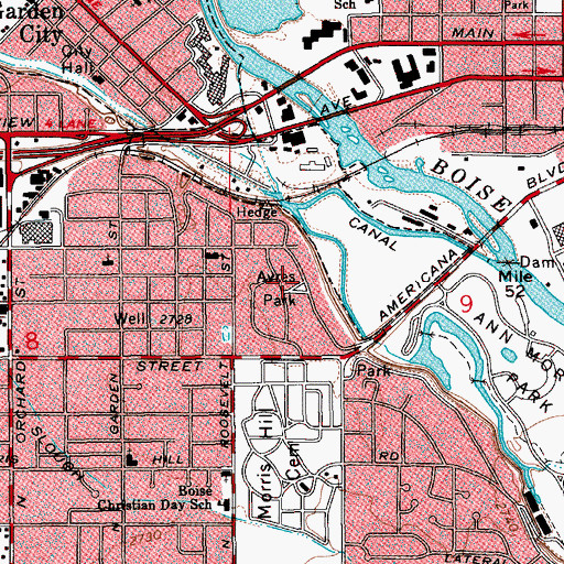 Topographic Map of Ayres Park, ID
