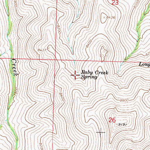 Topographic Map of Baby Creek Spring, ID