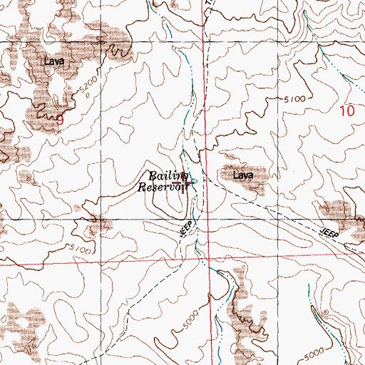 Topographic Map of Bailing Reservoir, ID