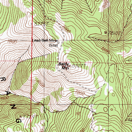 Topographic Map of Baldy Mountain, ID