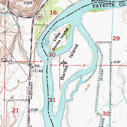 Topographic Map of Banks Island, ID