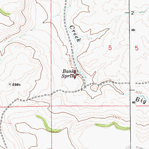 Topographic Map of Banks Spring, ID