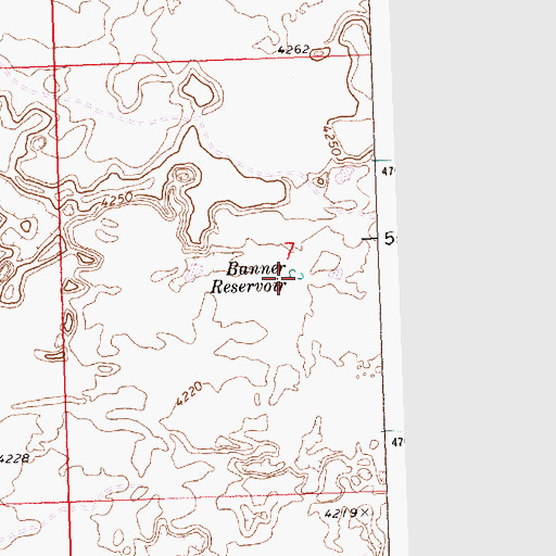 Topographic Map of Banner Reservoir, ID