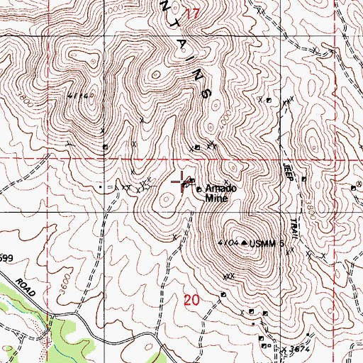 Topographic Map of Amado Mine, AZ