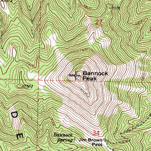 Topographic Map of Bannock Peak, ID