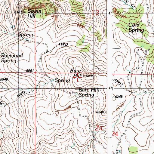 Topographic Map of Bare Hill, ID