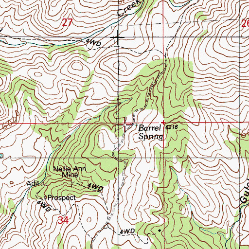 Topographic Map of Barrel Spring, ID