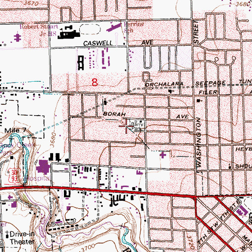 Topographic Map of Barry Park, ID